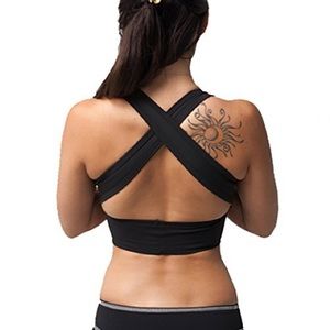 Black sports bra L with crossing back straps